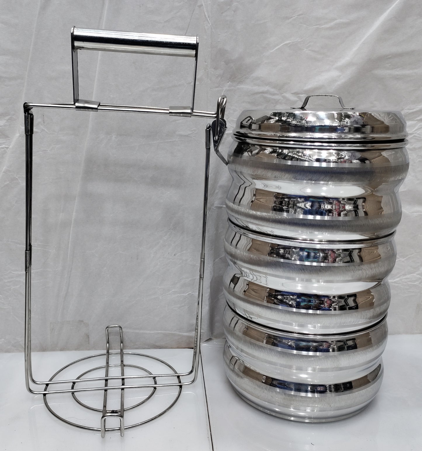 Stainless steel tiffin belly shape