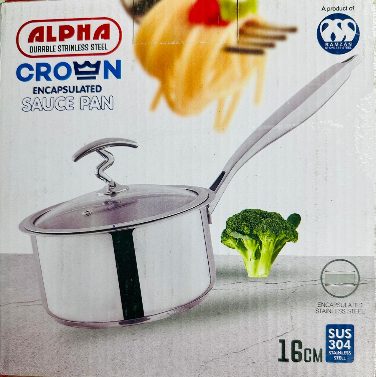 alpha crown SUS304 cookware saucepan with steel handle