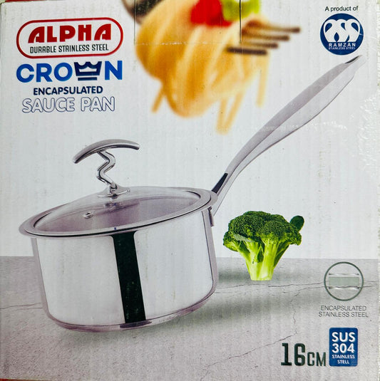 alpha crown SUS304 cookware saucepan with steel handle