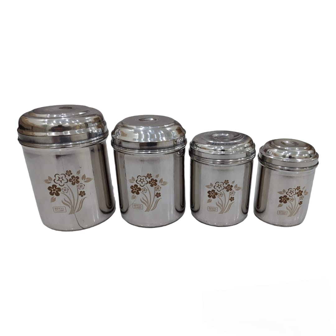 Stainless Steel Laser Print Dabba Set