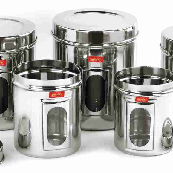 5 pcs set of Spice Jars see thru stainless steel beautiful Hakimi Steel