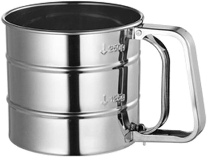 Stainless Steel Hand-Held Flour Sifter Cup with Handle – Fine Mesh Sieve for Baking, Icing Sugar, and Dredging