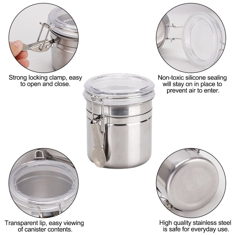 lockable 4 pcs canister jars kitchen storage with acrylic see thru lids spice jars coffee tea salt