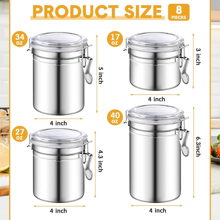 lockable 4 pcs canister jars kitchen storage with acrylic see thru lids 