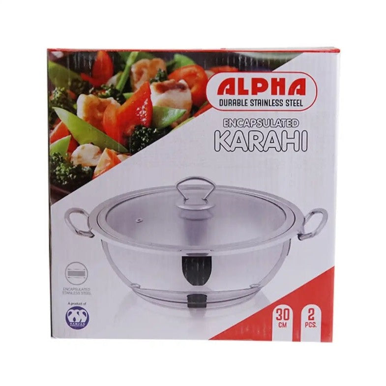 Alpha double bottom karahi stainless steel Hakimi Steel