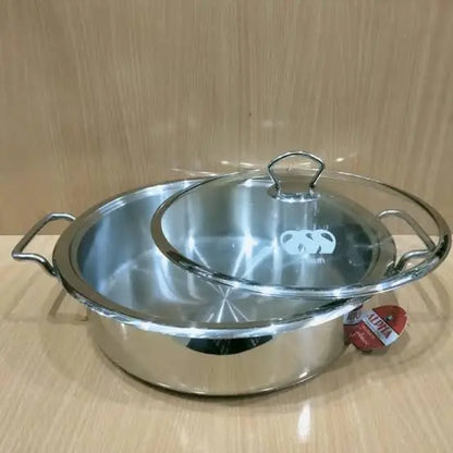 Alpha Stainless Steel Lagan Fish pot Flat Karahi durable Hakimi Steel