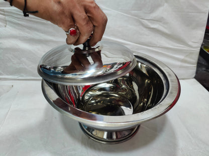 Stainless steel serving donga, platter