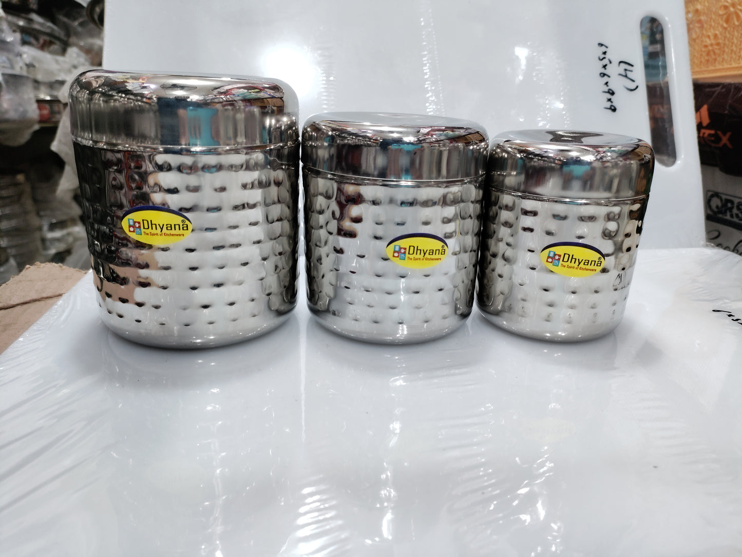 Stainless Steel Diamond design 3ppcs Spice Set Heavy Indian Hakimi Steel