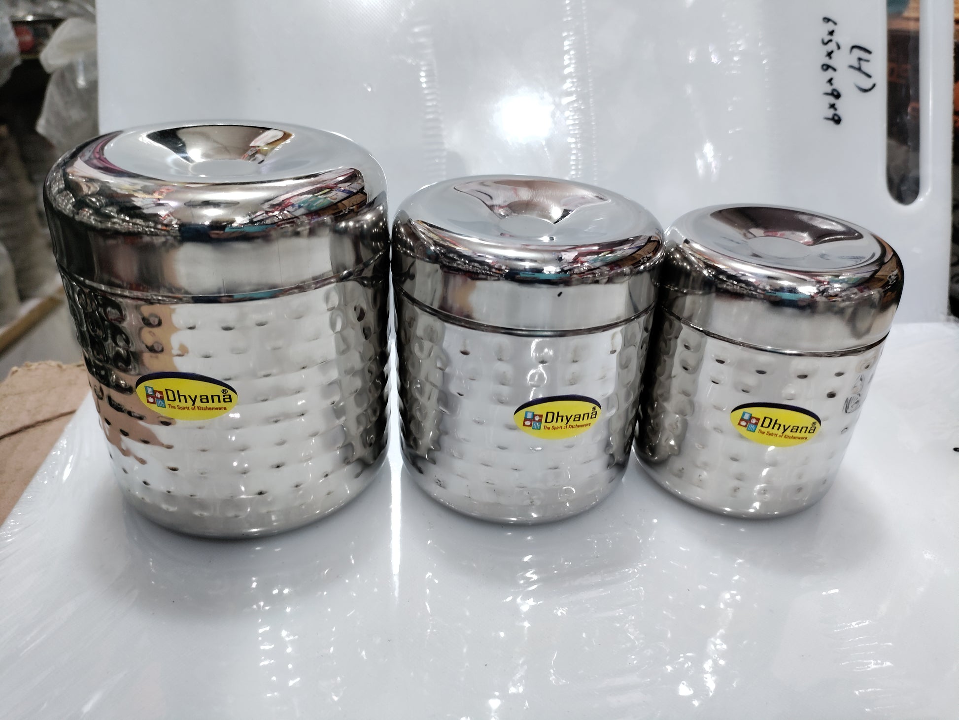 Stainless Steel Diamond design 3ppcs Spice Set Heavy Indian Hakimi Steel