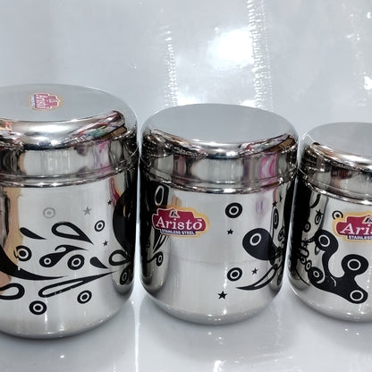 Stainless Steel Laser Print 3pcs Spice Set Heavy Indian Hakimi Steel