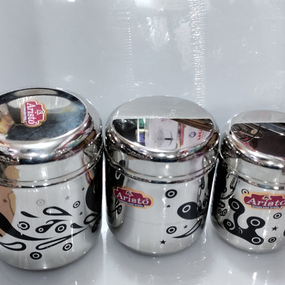 Stainless Steel Laser Print 3pcs Spice Set Heavy Indian Hakimi Steel