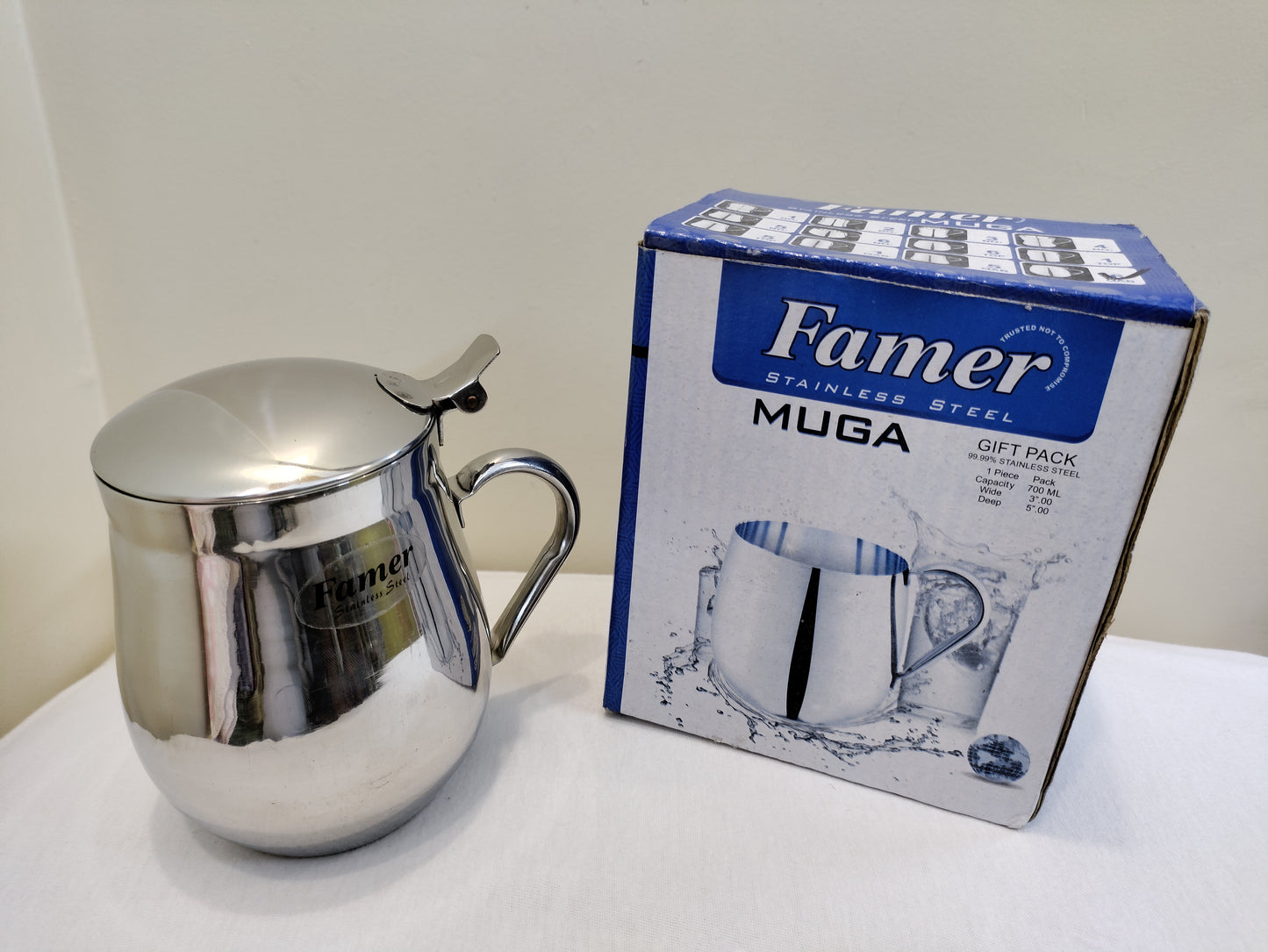 Beautiful Stainless Steel Juice Mug With Lid box pack Hakimi Steel