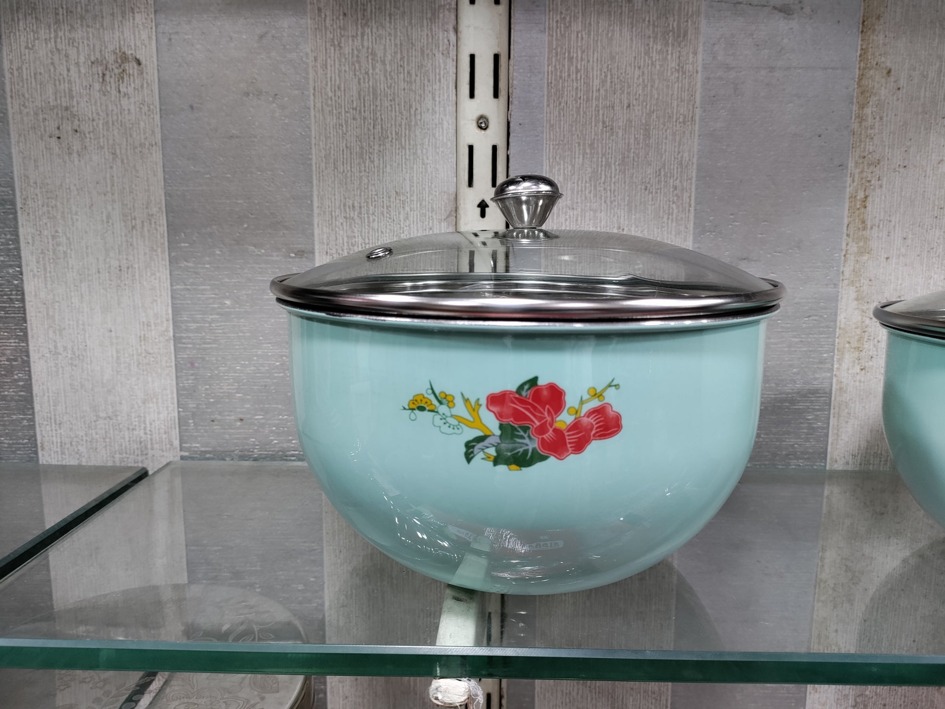 Stainless steel color donga serving dish with glass lid Hakimi Steel