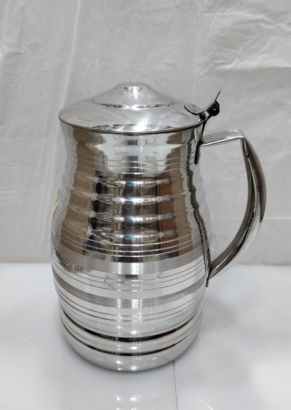 Stainless Steel Silver Touch Shiny Heavy Material Water set 6 glass 1 jug Hakimi Steel