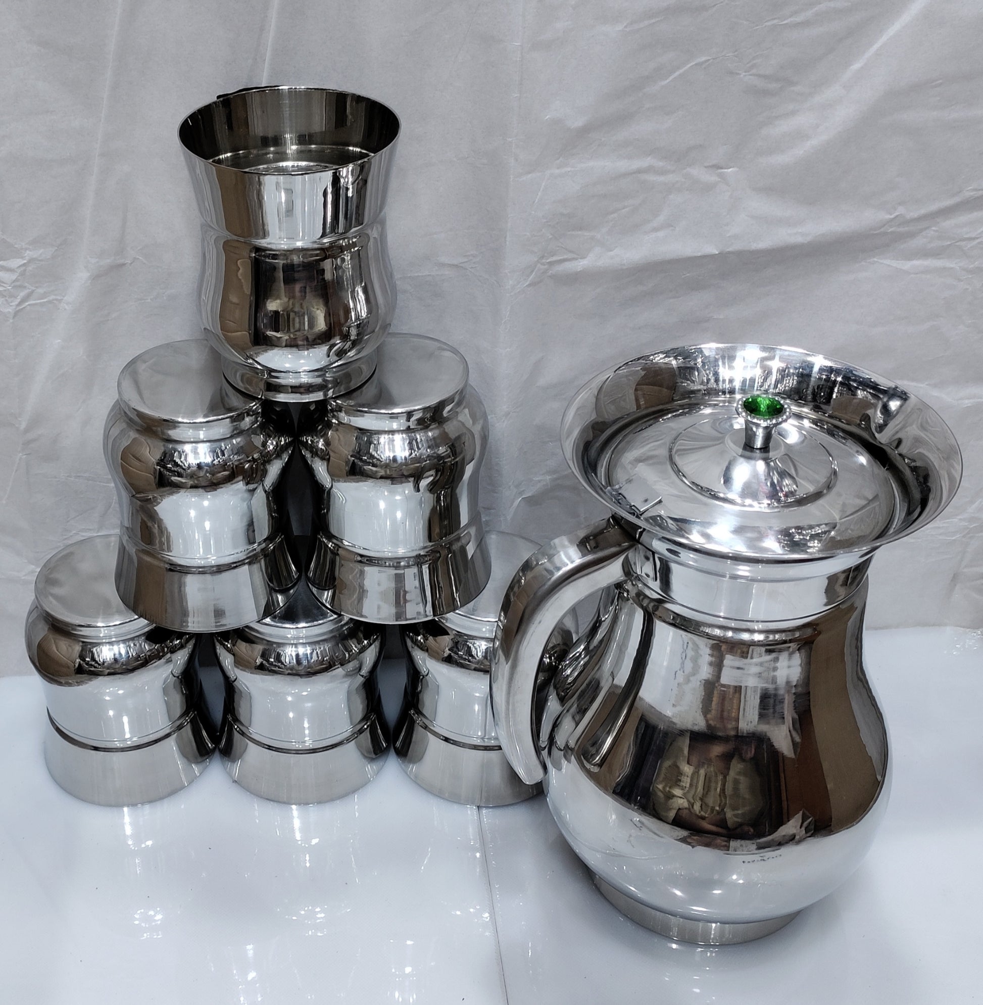 Stainless Steel MBS Heavy Material Water set 6 glass 1 jug Hakimi Steel