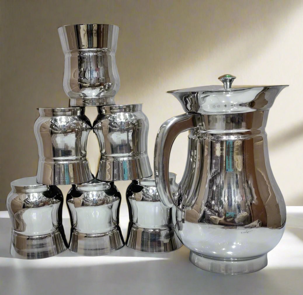 Stainless Steel MBS Heavy Material Water set 6 glass 1 jug Hakimi Steel