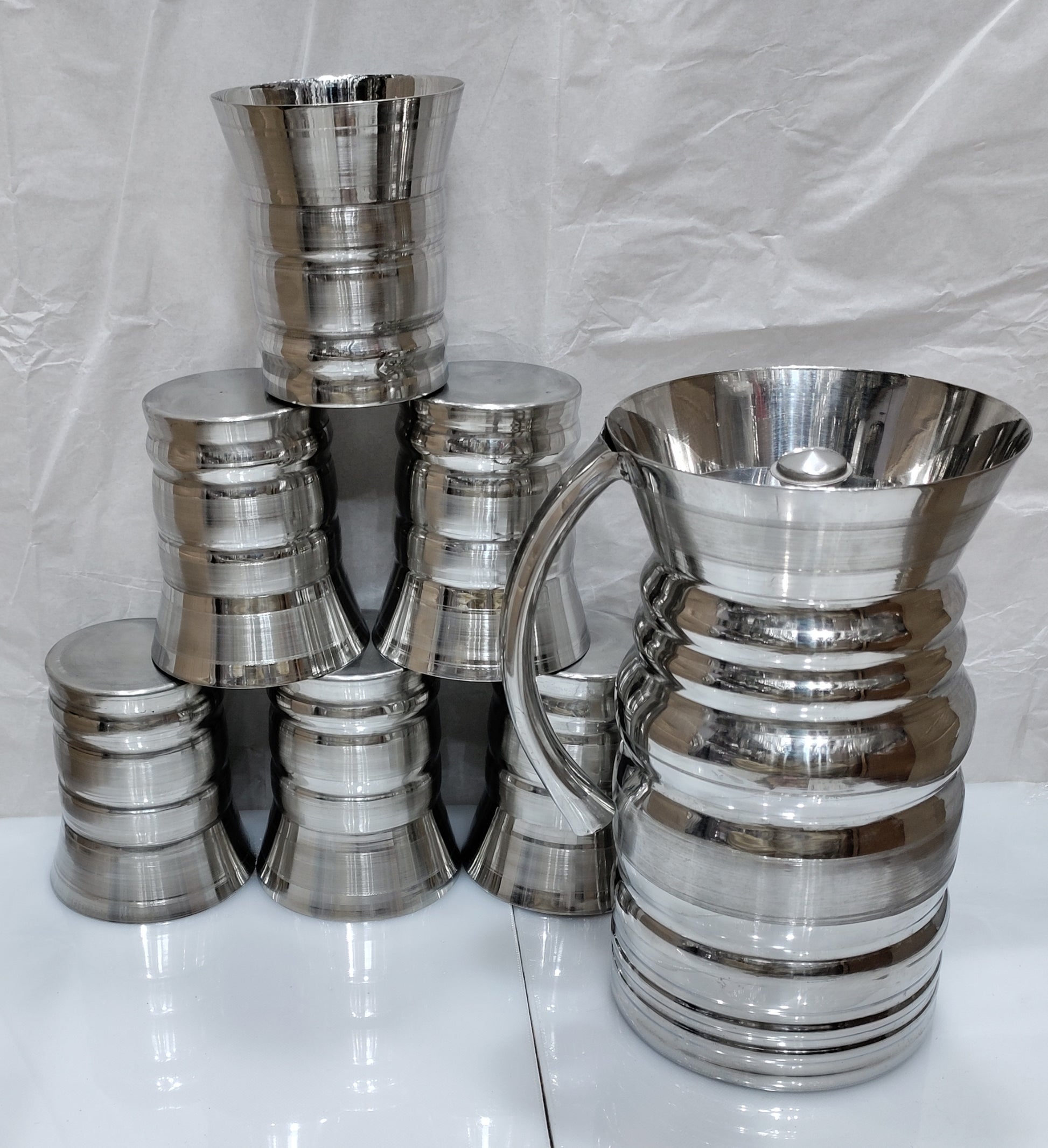 Stainless Steel Heavy Material Water set 6 glass 1 jug Hakimi Steel