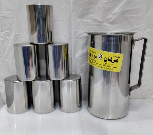 Stainless steel jug glass set