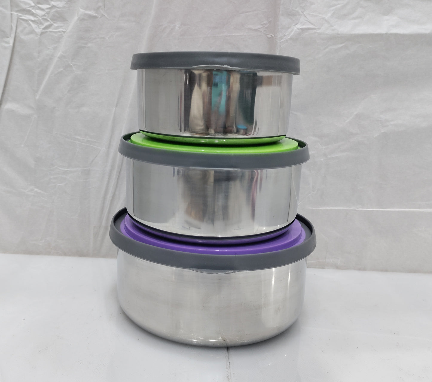 3pc 4pc set of steel food storage box color lid