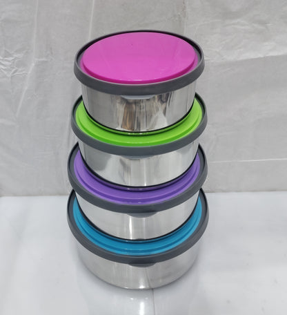 3pc 4pc set of steel food storage box color lid