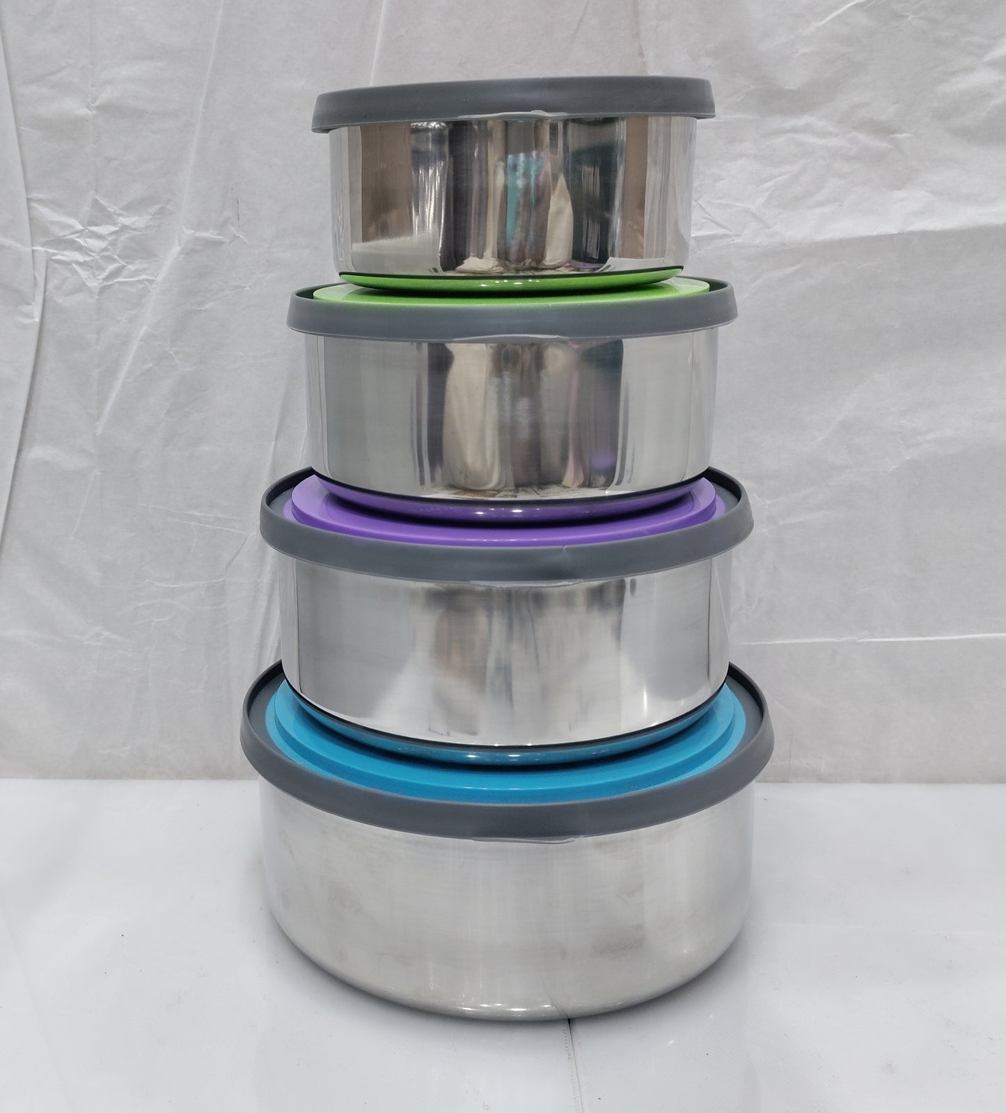 3pc 4pc set of steel food storage box color lid