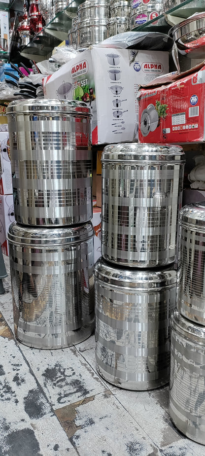 8 sizes Stainless steel shaded design stock container anaj dabba