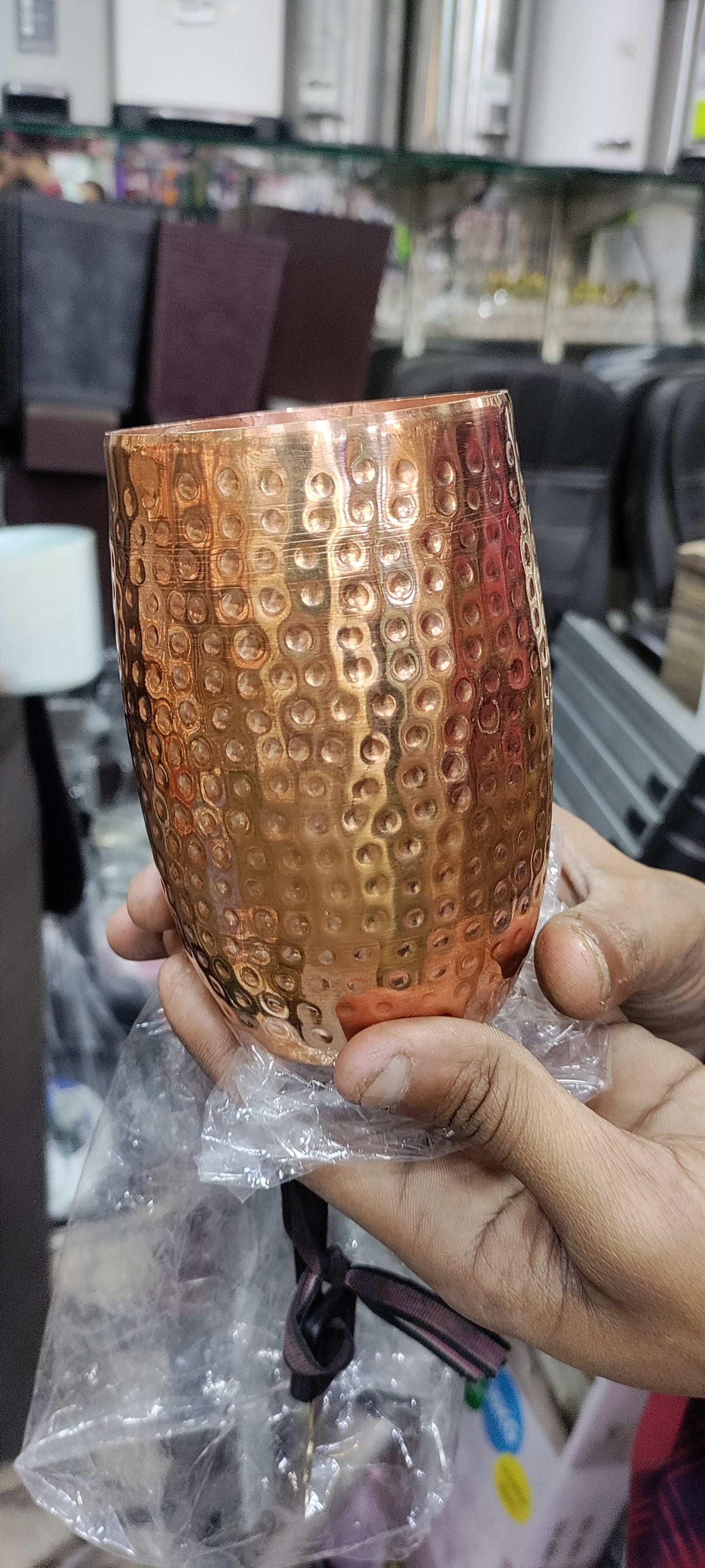 Hammered Copper glass heavy weight healthy hygienic