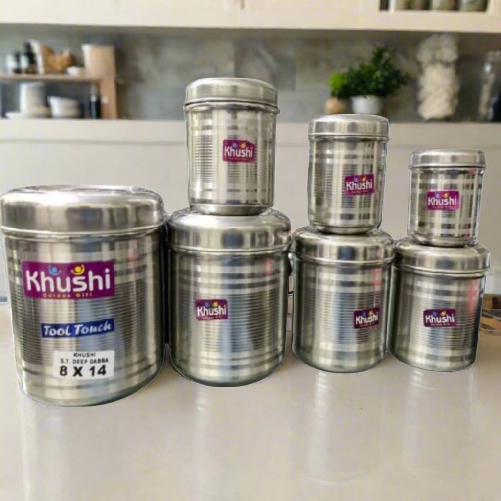 7pcs Storage Dabba Set Indian Stainless Steel containers Hakimi Steel