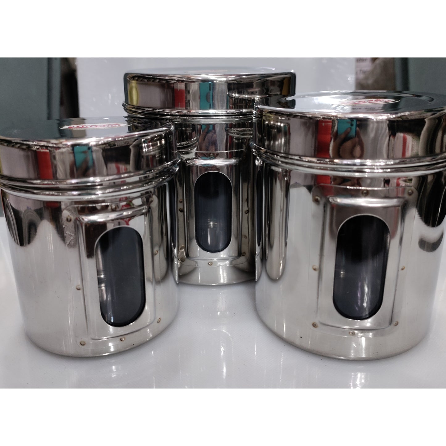 See Thru Steel 3pcs Spice Storage Set Container Spice Jars Steel Lid Hakimi Steel