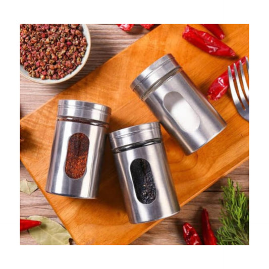 Stainless Steel See Thru Spice Jars salt sugar jars containers/ see thru containers Hakimi Steel