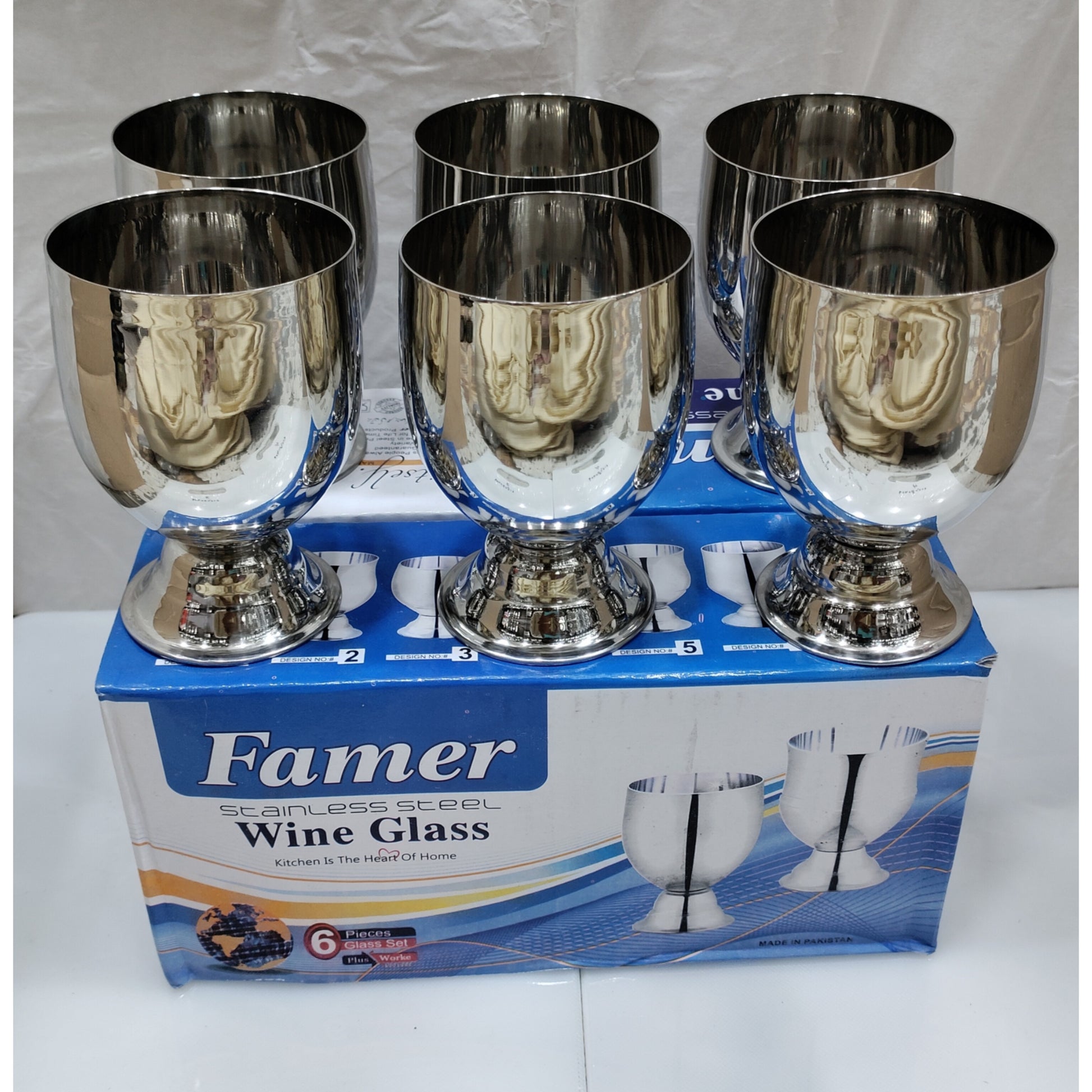 Box of 6 Beautiful Stainless Steel Glass me