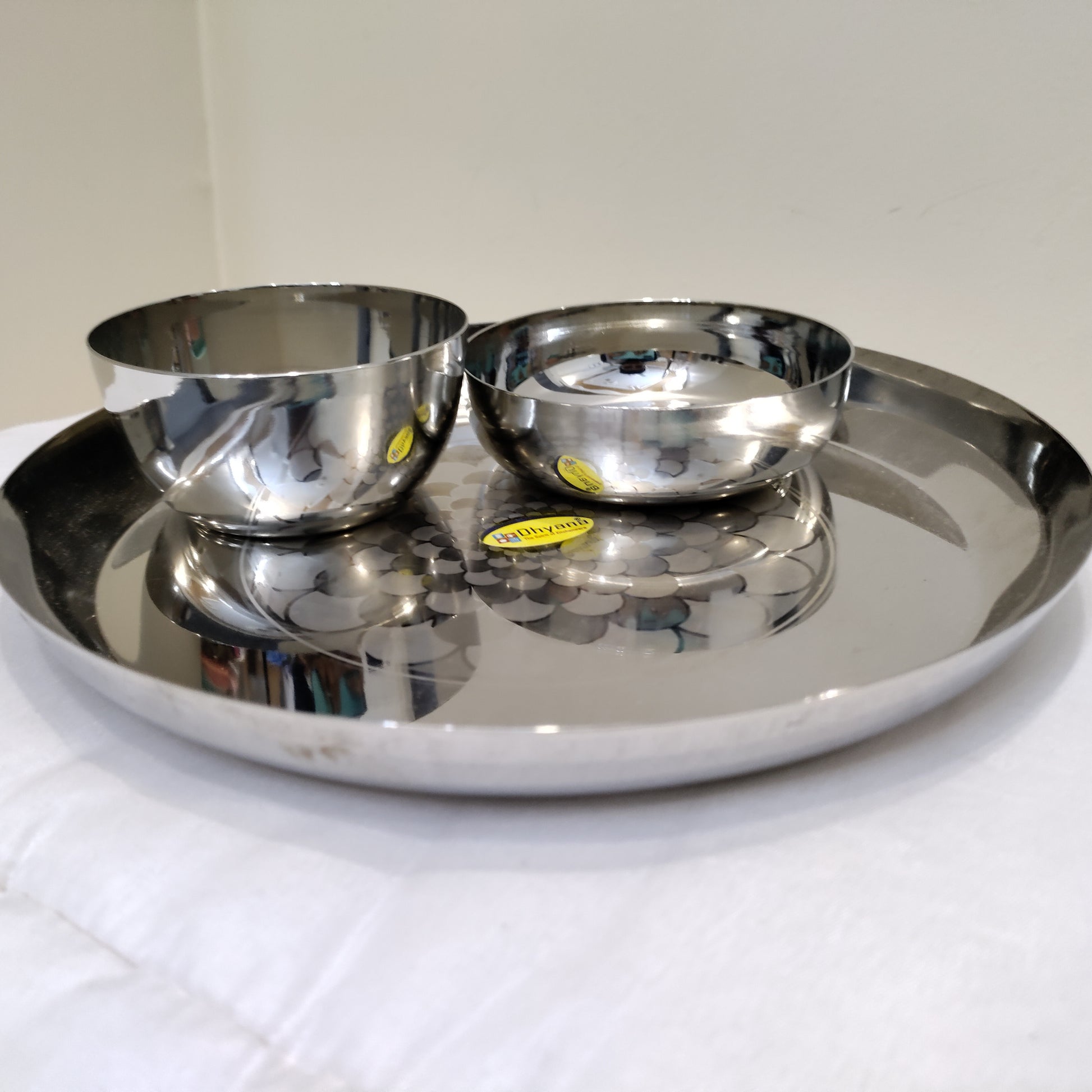 Thali set stainless steel flower printed design heavy material Hakimi Steel