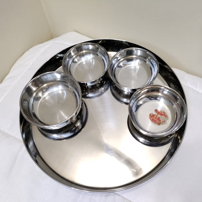 Thali set stainless steel plain 3pcs 4pcs 5pcs set Hakimi Steel