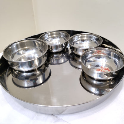 Thali set stainless steel plain 3pcs 4pcs 5pcs set Hakimi Steel