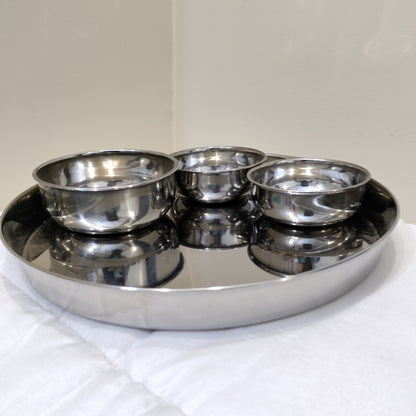 Thali set stainless steel plain 3pcs 4pcs 5pcs set Hakimi Steel