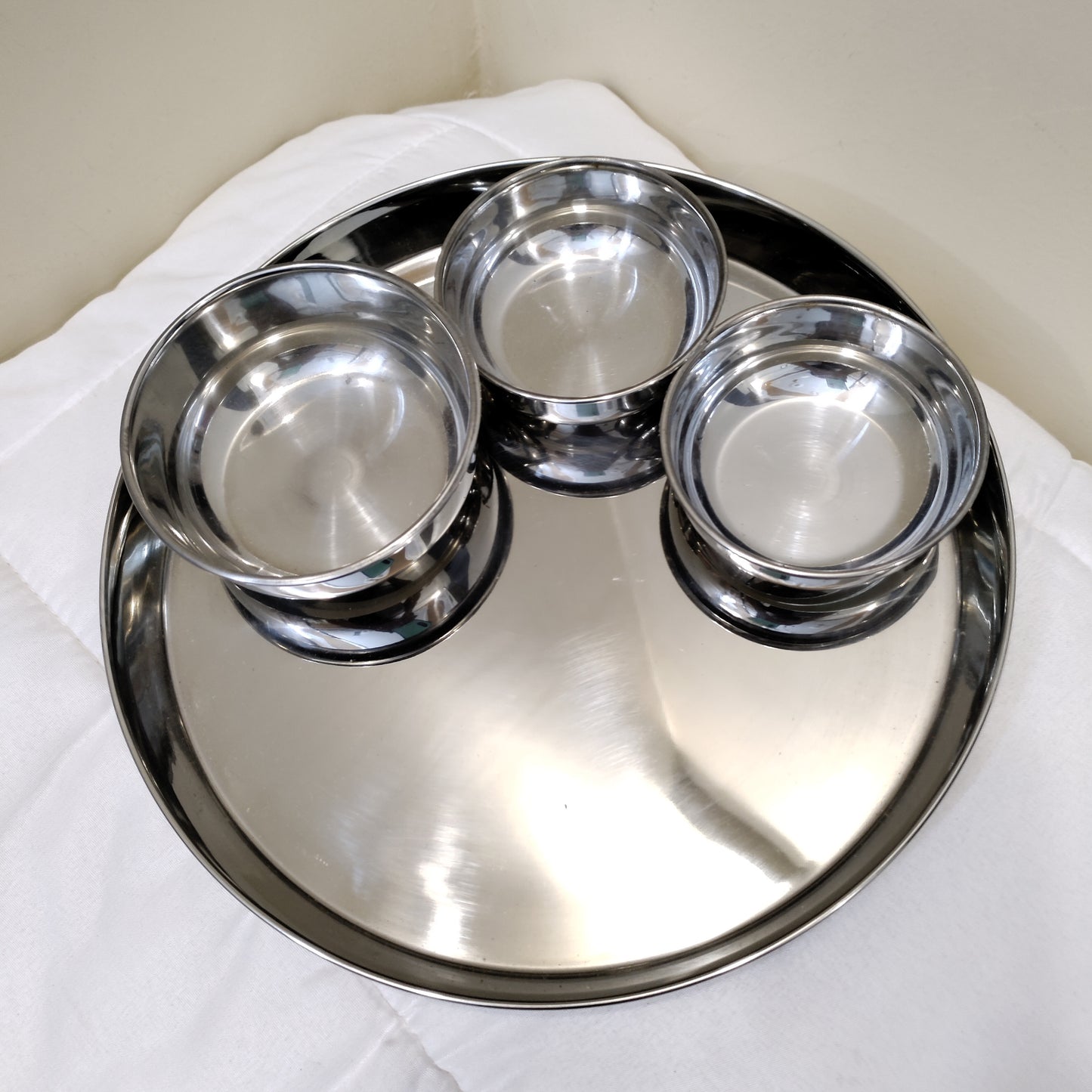 Thali set stainless steel plain 3pcs 4pcs 5pcs set Hakimi Steel