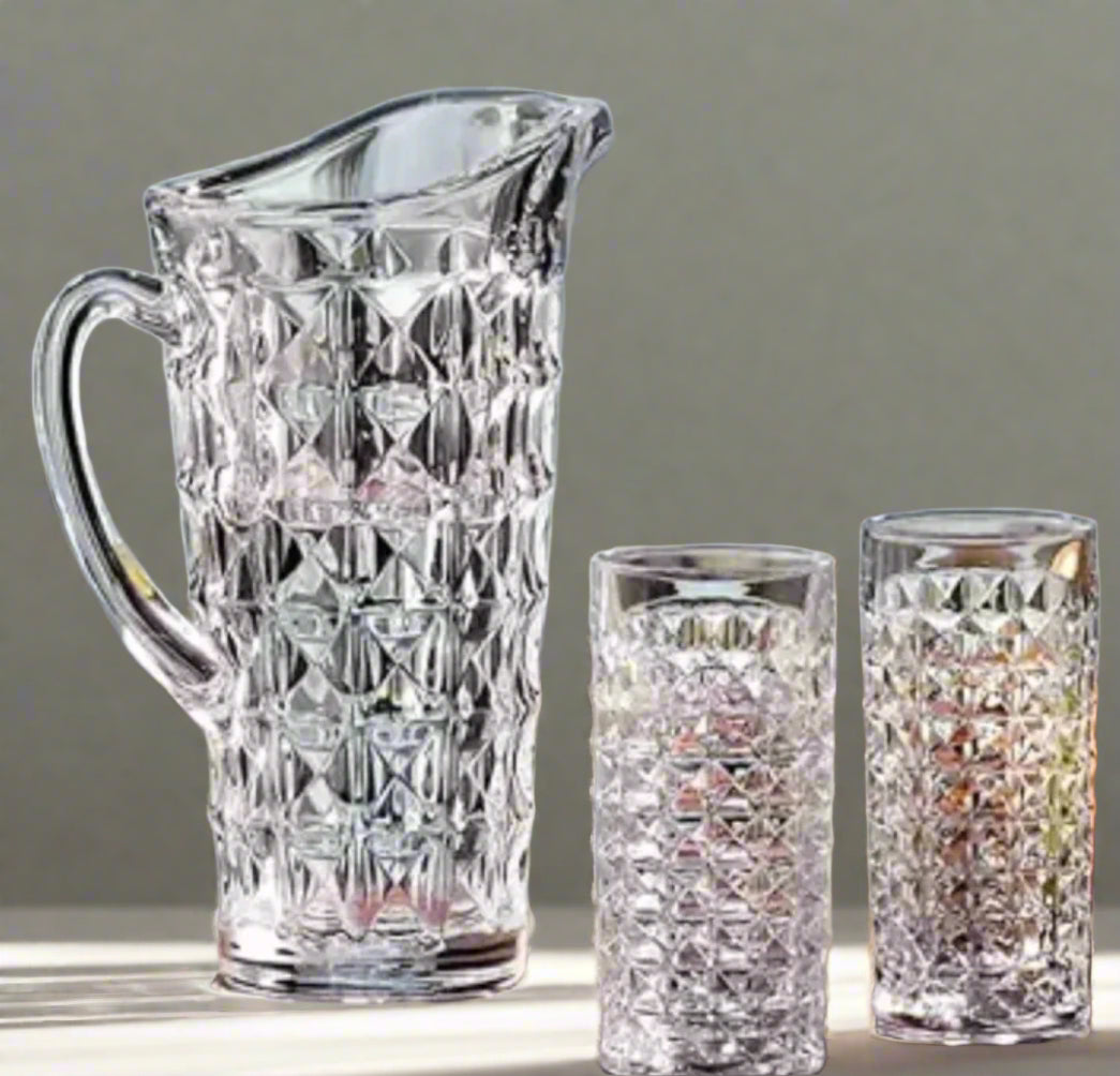 Beautiful heavy deli jug glass set