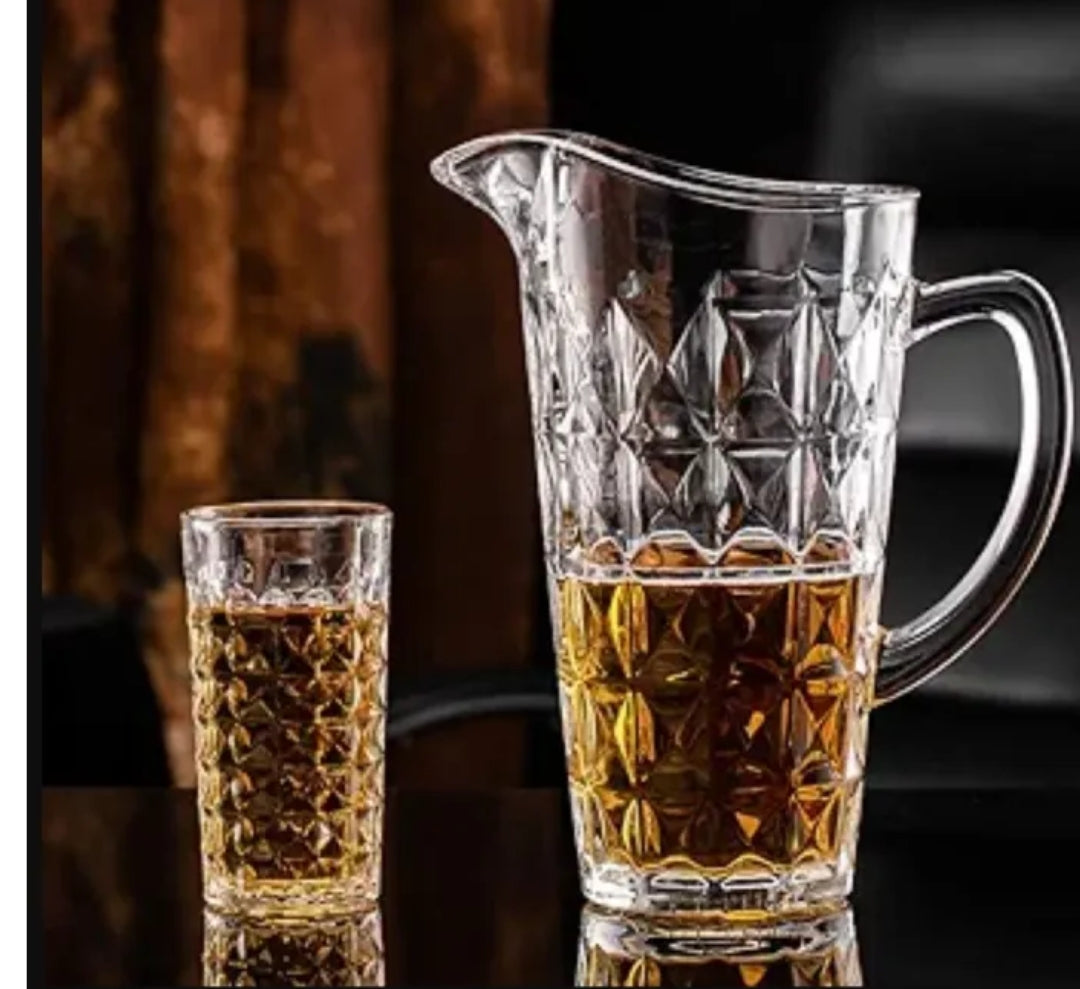 Beautiful heavy deli jug glass set