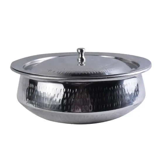 Stainless Steel Hammered Mathar Handi dish for serving Hakimi Steel