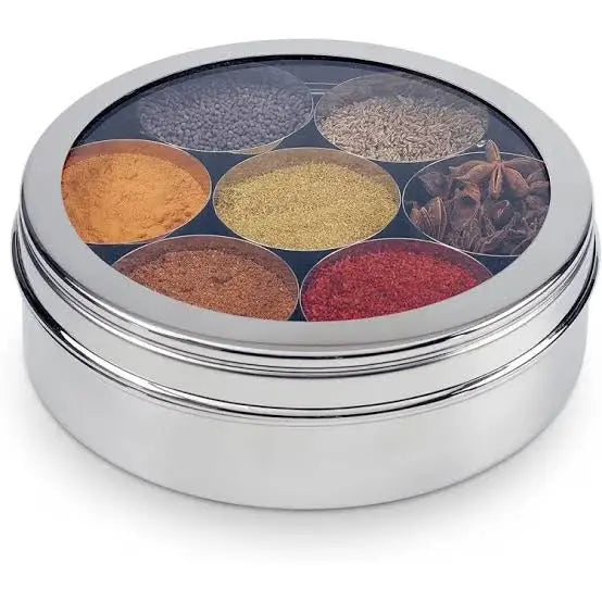 Stainless steel spice box with see thru lid acrylic Hakimi Steel