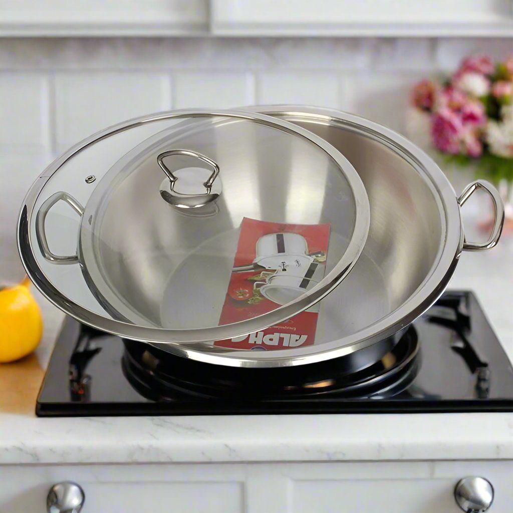 Alpha double bottom karahi stainless steel Hakimi Steel