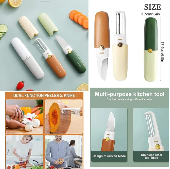 Paring knife two-in-one kitchen stainless steel multi-function scraper melon planing fruit peeling artifact fruit knife Hakimi Steel