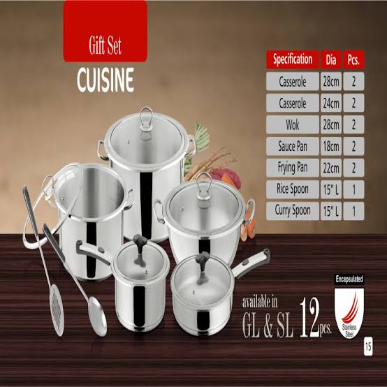 Alpha Stainless Steel Double Bottom 12pcs Gift Set Hakimi Steel