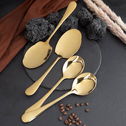 Golden stainless steel spoons and forks Cutlery