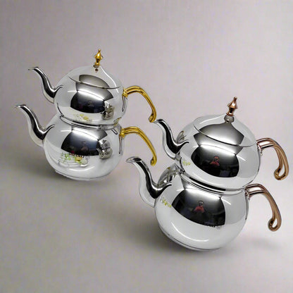 Double teapot set pure steel imported gold