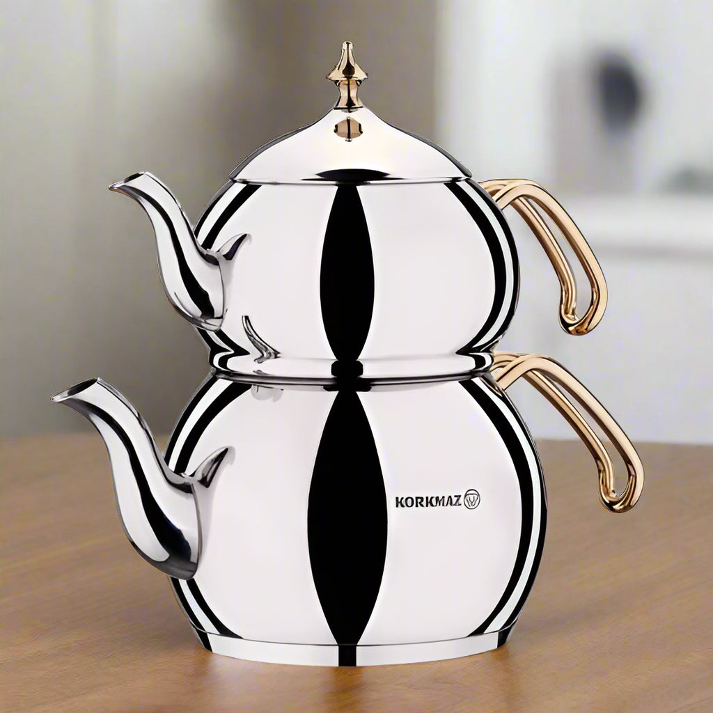 Double teapot set pure steel imported gold