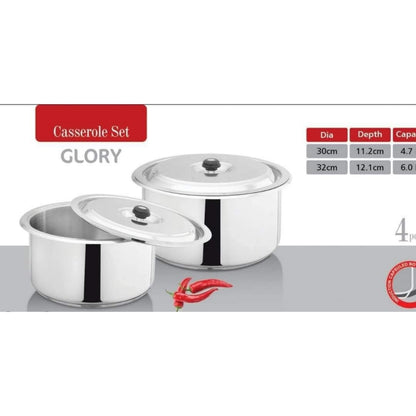 Set of 30cm 32cm Alpha Pots Casserole with Steel Lid Glory Hakimi Steel