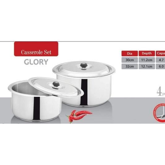 Set of 30cm 32cm Alpha Pots Casserole with Steel Lid Glory Hakimi Steel